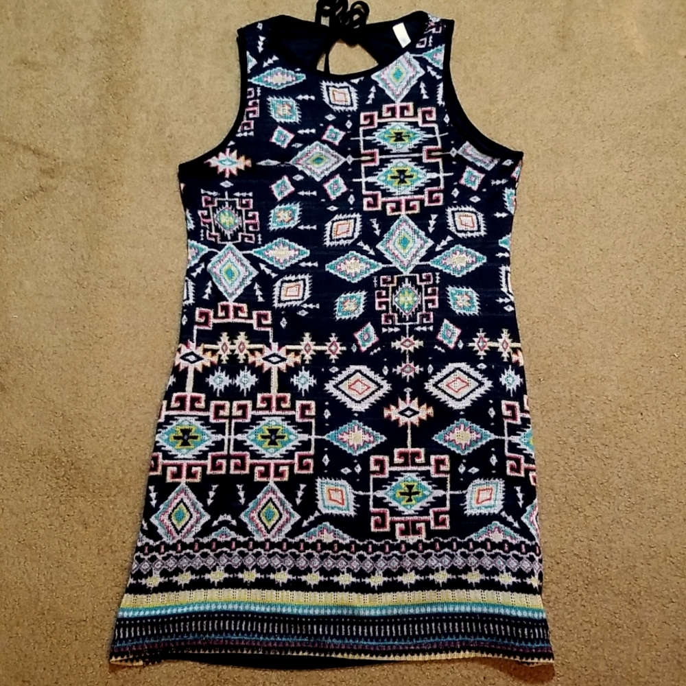 Aztec print mini dress